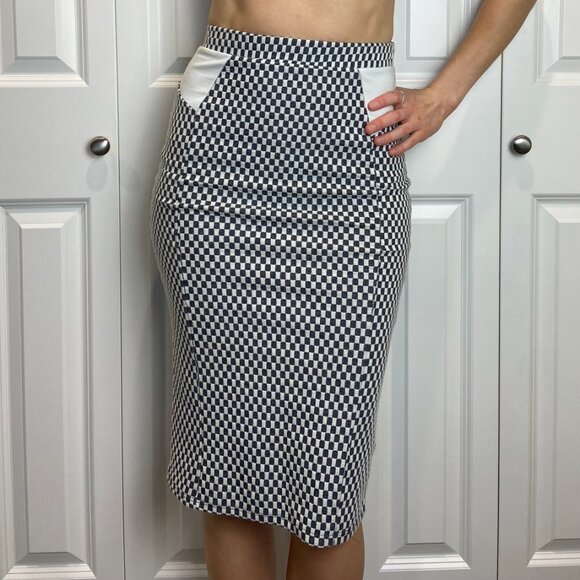 Maeve stretch checkered pencil skirt - Picture 2 of 7